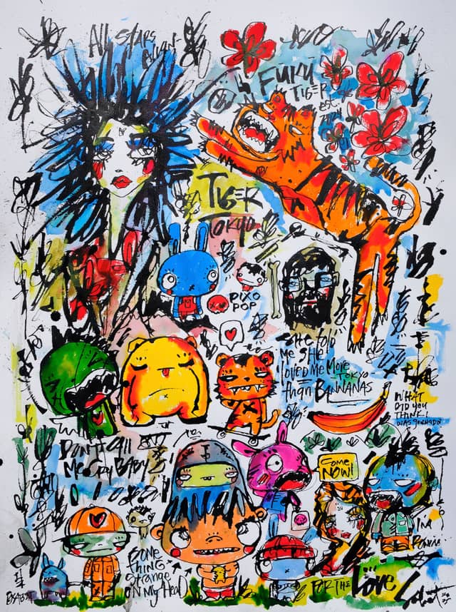 Fuku Tiger 2026 Sabet 13 in x 19 in Mixed Media Original