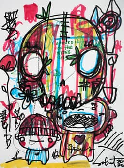 Skull Wink 2026 Sabet 9" x 12" Original — thumbnail 1