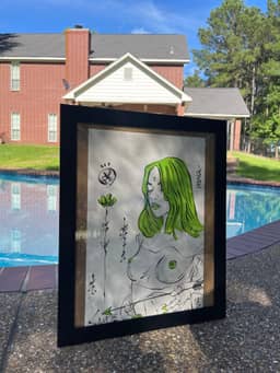 Green heart 2026 Sabet 13" x 19" Mixed Media Original — thumbnail 2