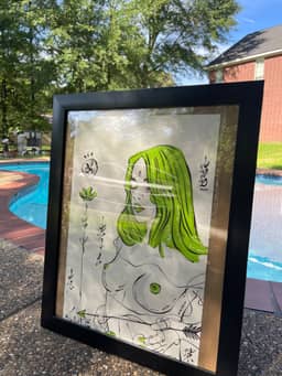 Green heart 2026 Sabet 13" x 19" Mixed Media Original — thumbnail 3