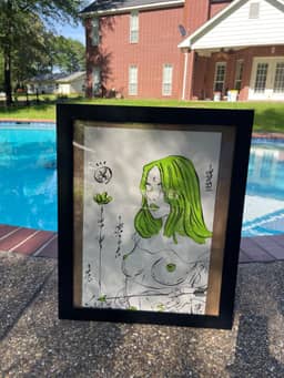 Green heart 2026 Sabet 13" x 19" Mixed Media Original — thumbnail 4