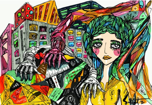 Touchme 2026 Sabet 13" x 19" Mixed Media Original