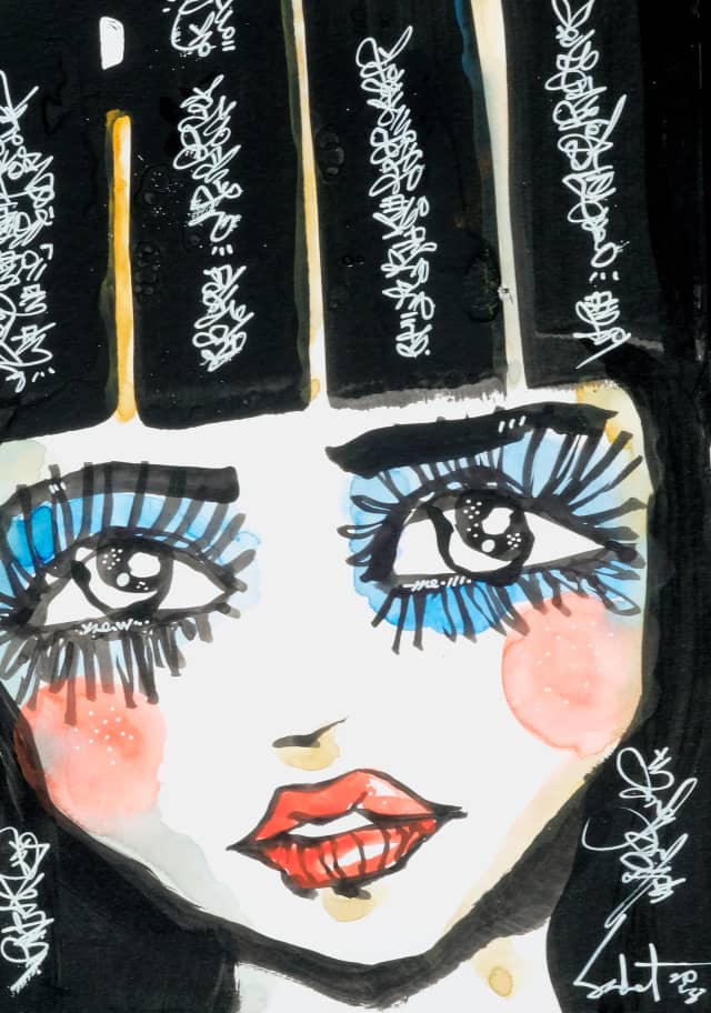 Heart beat 2018 Sabet 13" x 19" Mixed Media Original