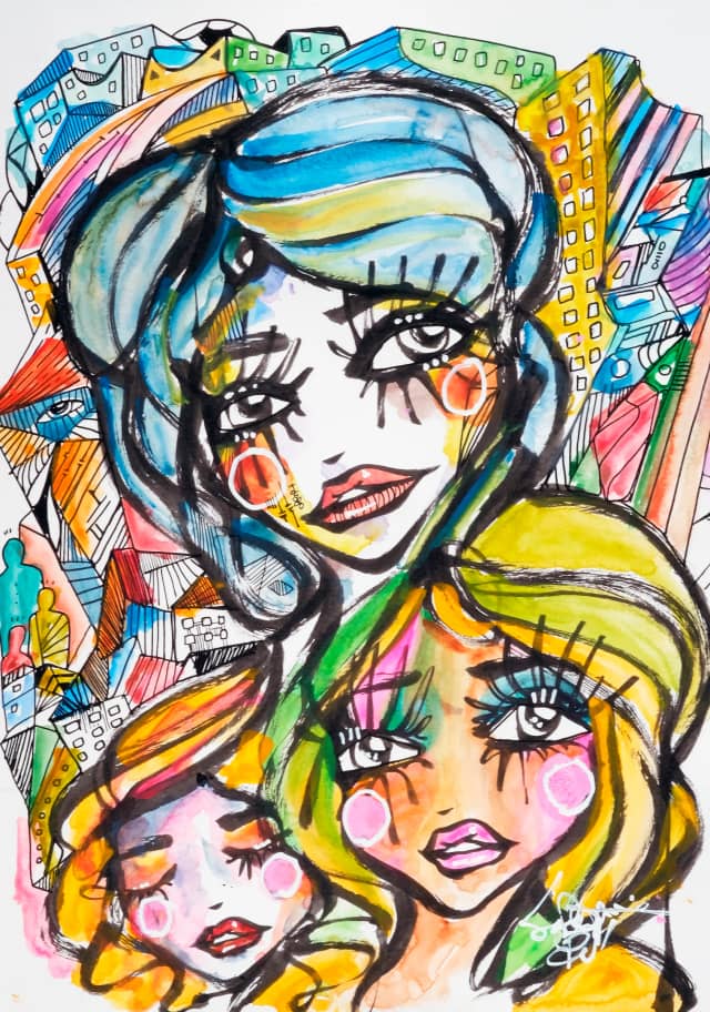 Heartfelt 2018 Sabet 13" x 19" Mixed Media Original