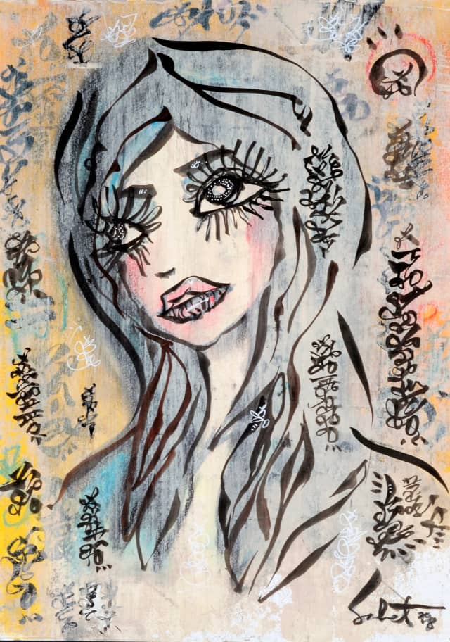 Synthesized 2018 Sabet 13" x 19" Mixed Media Original