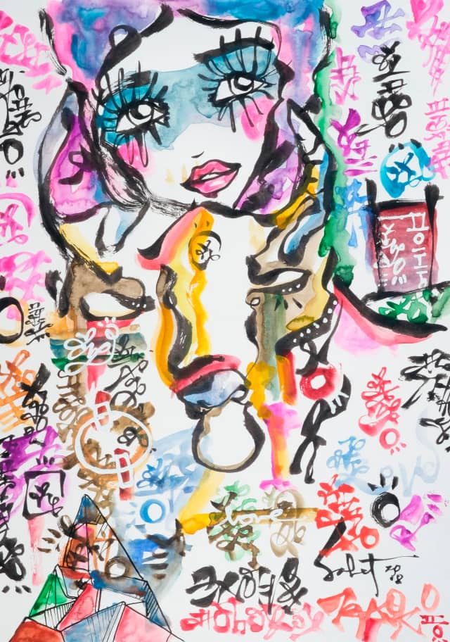 Bullish 2018 Sabet 13" x 19" Mixed Media Original