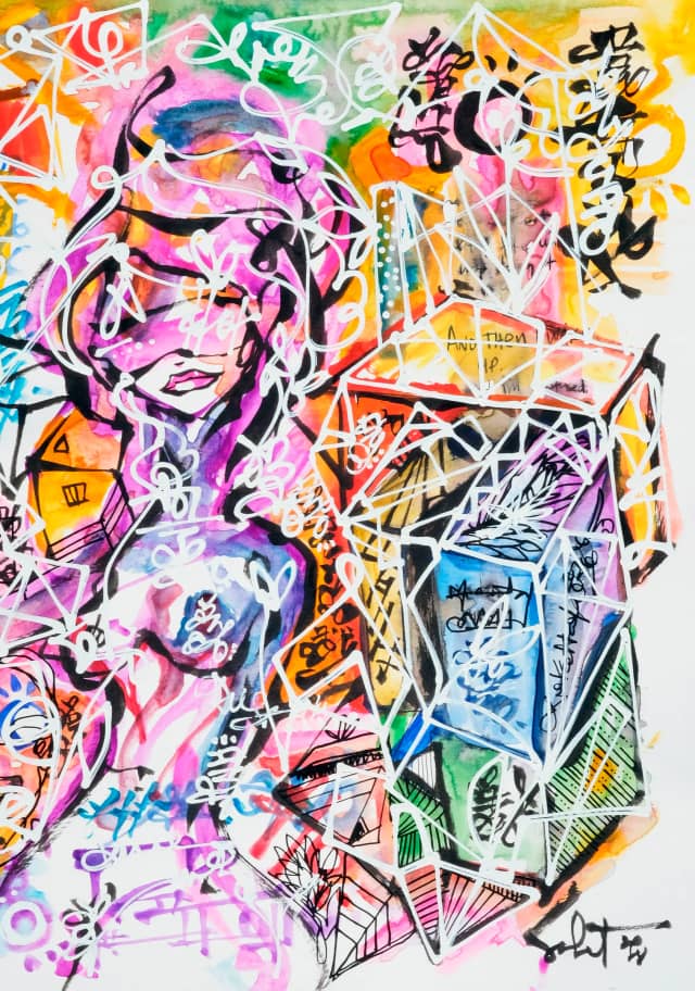 See you in 2048 2018 Sabet 13" x 19" Mixed Media Original