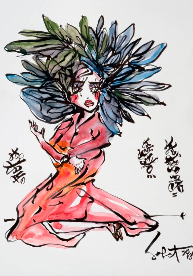 Hyper heart 2018 Sabet 13" x 19" Mixed Media Original