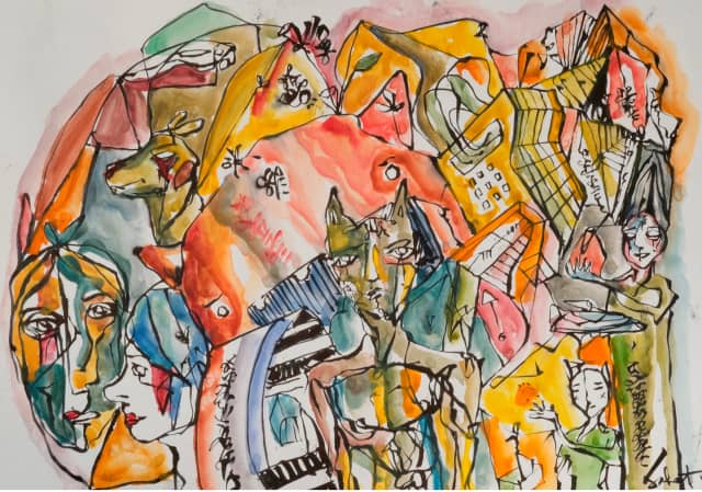 New Paradigm 2018 Sabet 13" x 19" Mixed Media Original