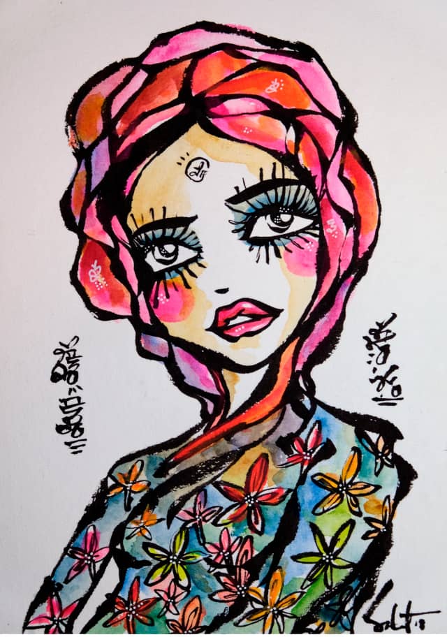 Beautiful heart 2018 Sabet 13" x 19" Mixed Media Original