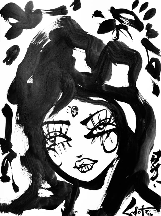 Mochi | Ink + Flow | Icons 2026 Sabet 22" x 30" Original Ink on Archival Paper
