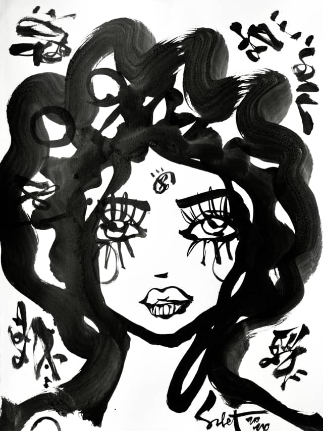 Pinky | Ink + Flow | Icons 2026 Sabet 22" x 30" Original Ink on Archival Paper