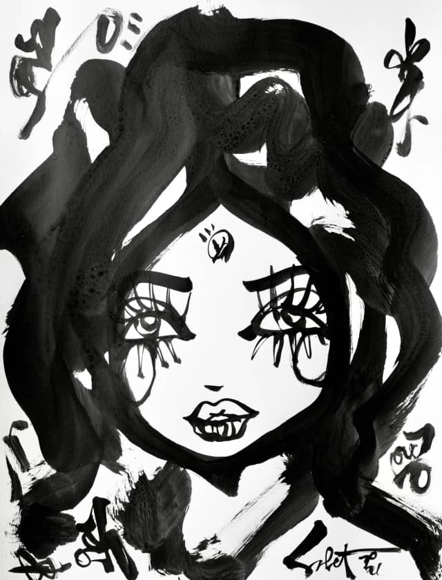 Nuzzle | Ink + Flow | Icons 2026 Sabet 22" x 30" Original Ink on Archival Paper