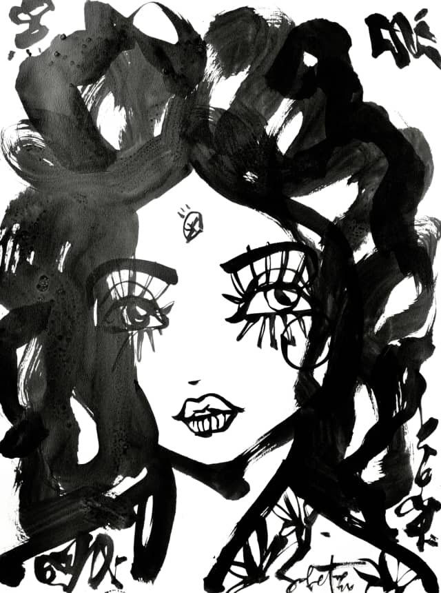 Tootie | Ink + Flow | Icons 2026 Sabet 22" x 30" Original Ink on Archival Paper