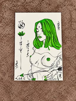 Green heart 2026 Sabet 13" x 19" Mixed Media Original — thumbnail 7