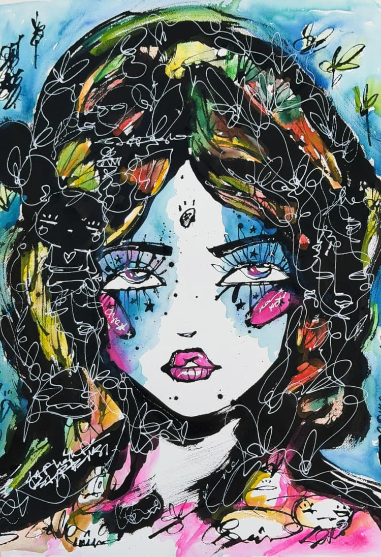 Starlight 2026 Sabet 13" x 19" Mixed Media Original