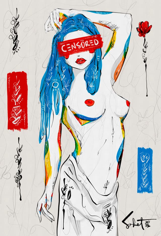 Censored Heart 2026 Sabet 20" x 30" Gallery Canvas