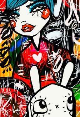 Bunny Hype 2026 Sabet 13" x 19" Mixed Media Original
