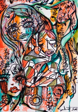 Lovespot 2026 Sabet 13" x 19" Mixed Media Original