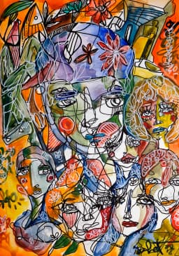 Mismatch 2026 Sabet 13" x 19" Mixed Media Original
