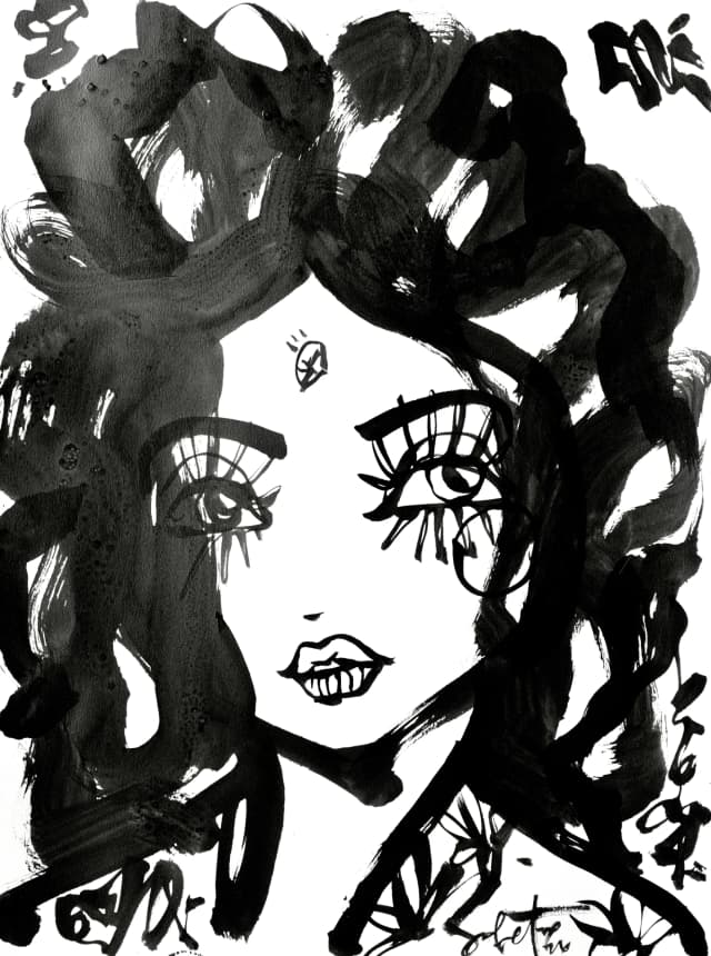 Tootie | Ink + Flow | Icons 2026 Sabet 22" x 30" Original Ink on Archival Paper