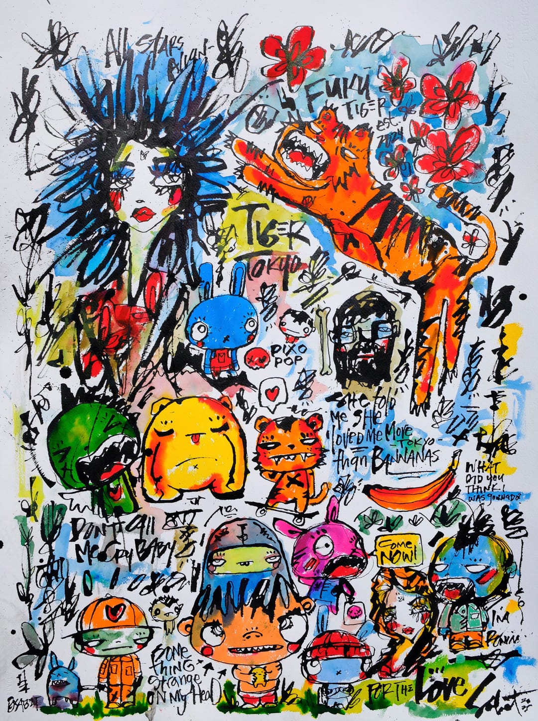 Fuku Tiger 2026 Sabet 13 in x 19 in Mixed Media Original