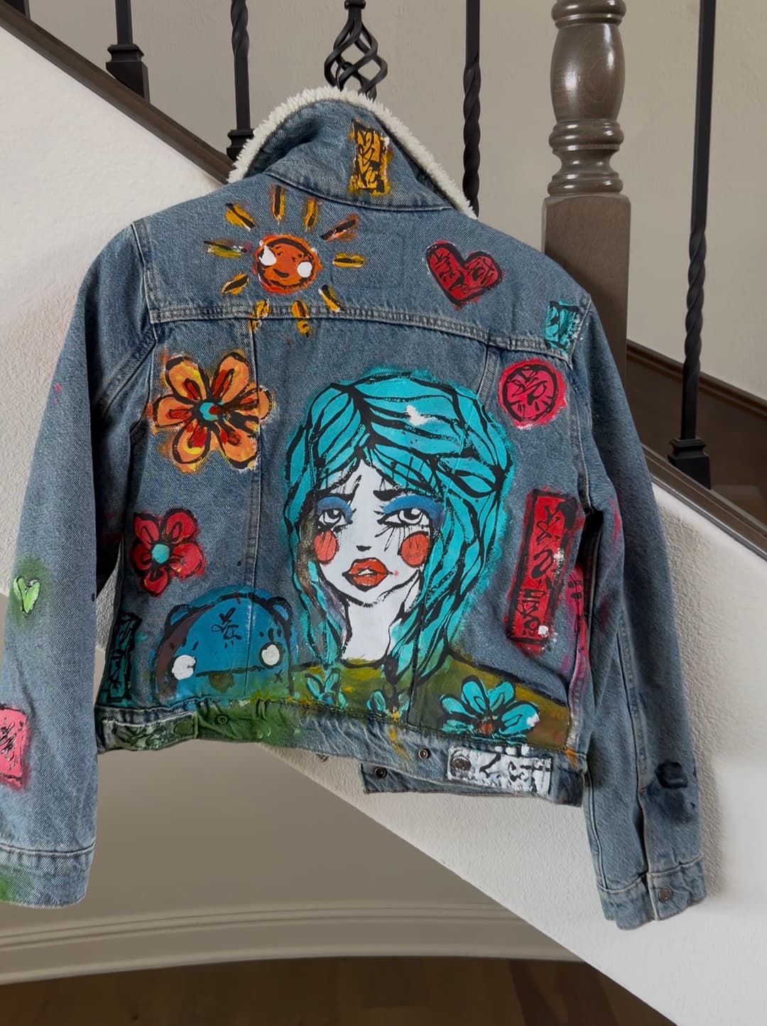 Hearts on Fire Small Women's Denim Jacket by Sabet