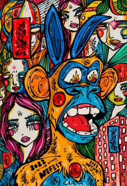 Primate Party 2026 Sabet 13" x 19" Mixed Media Original
