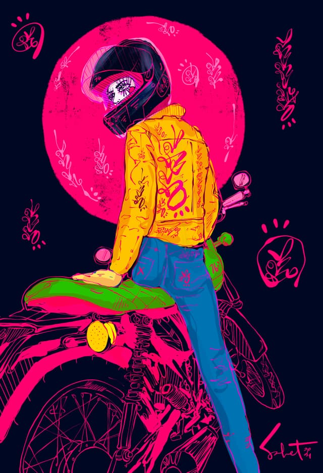 Electric Youth 2021 Sabet.Jpg 2026 Sabet 13" x 19" Mixed Media Original