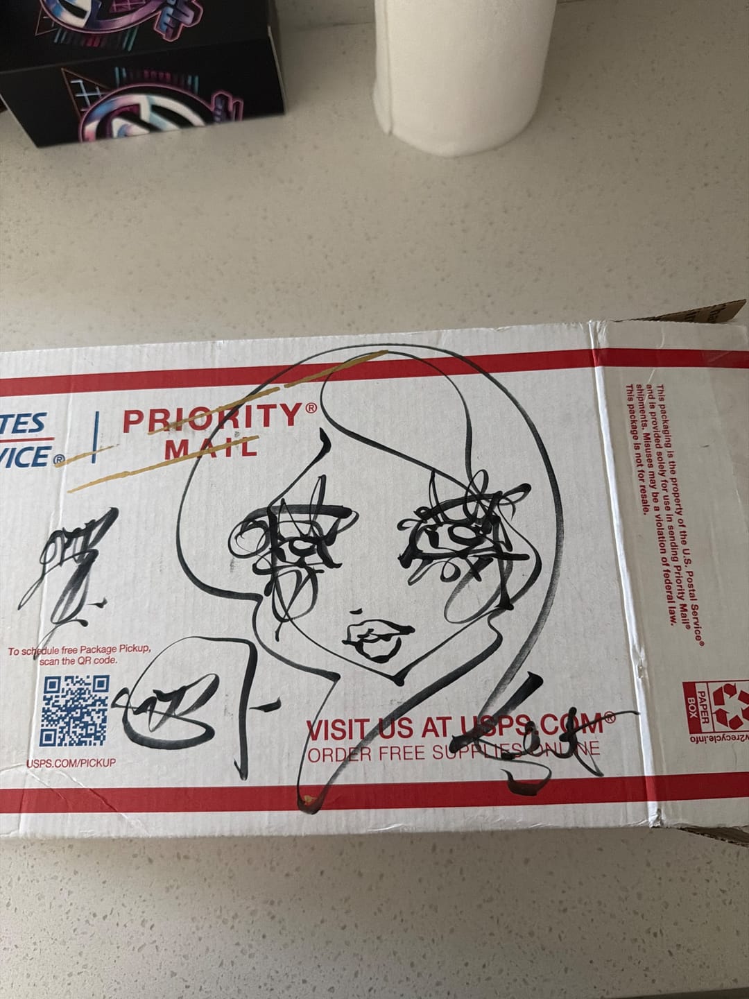 Sweet Cheeks 2026 Sabet Original Sketch on USPS Box