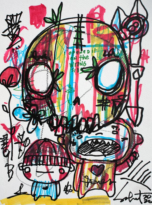 Skull Wink 2026 Sabet 9" x 12" Original