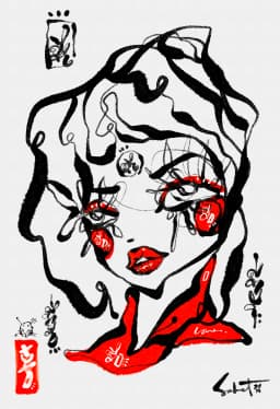 Toyokawa 2022 Sabet 13" x 19" Mixed Media Original
