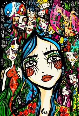 Tokyo Girl 2020 Sabet 13" x 19" Mixed Media Original