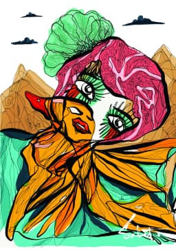 GGFlight 2018 Sabet 13" x 19" Mixed Media Original
