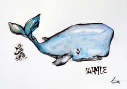 Whale 2018 Sabet 13" x 19" Mixed Media Original