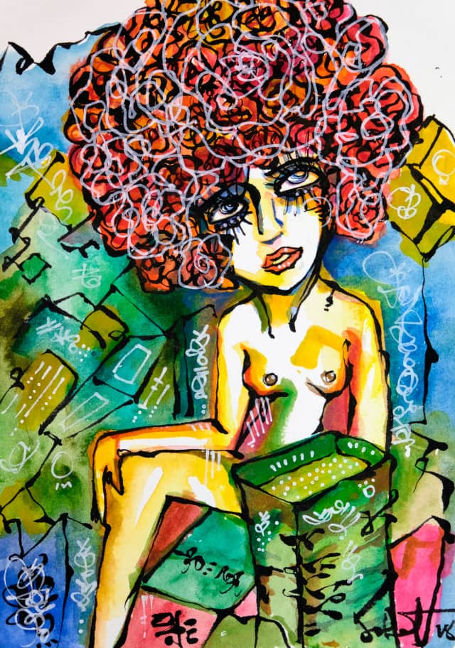 Dozens 2018 Sabet 13" x 19" Mixed Media Original