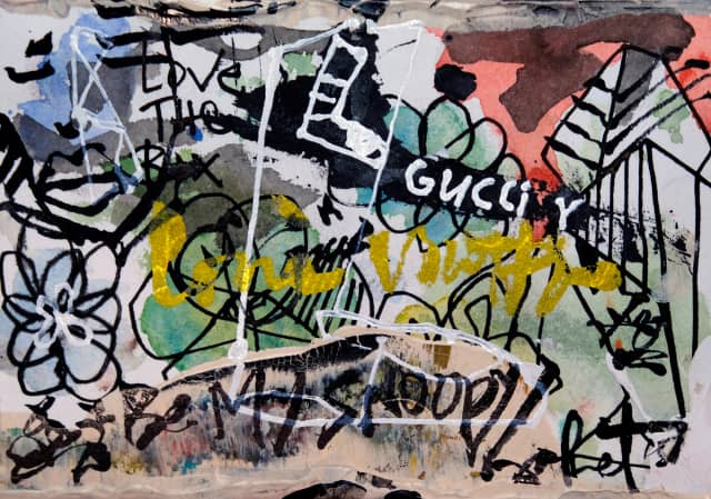 Gucci my snoopy 2018 Sabet 13" x 19" Mixed Media Original