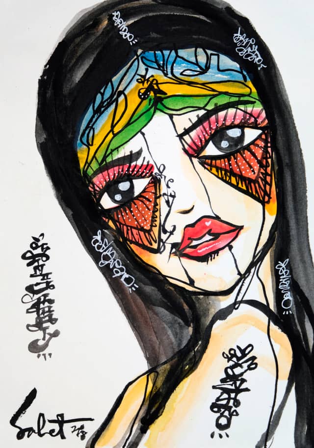 Shesays 2018 Sabet 13" x 19" Mixed Media Original