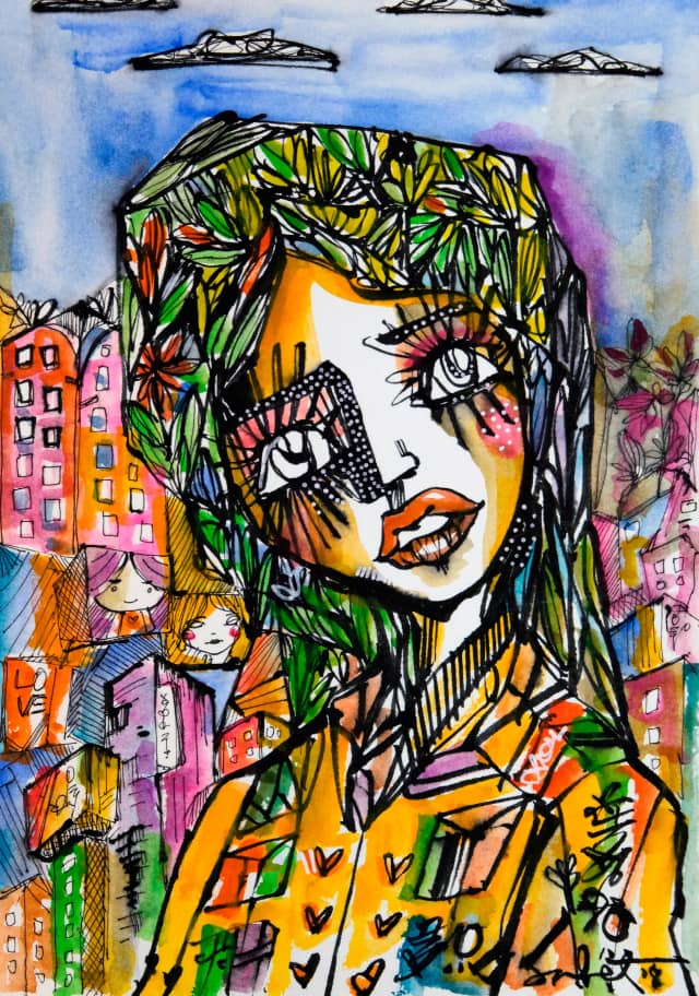 Surprise 2018 Sabet 13" x 19" Mixed Media Original