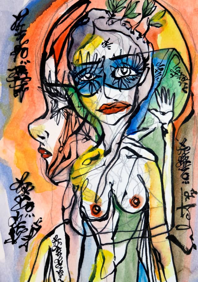 Undercover 2018 Sabet 13" x 19" Mixed Media Original