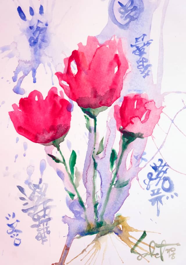 Bright bloom 2018 Sabet 13" x 19" Mixed Media Original