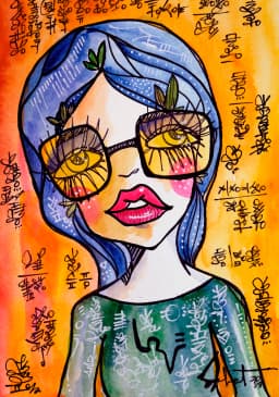 Glaze 2018 Sabet 13" x 19" Mixed Media Original