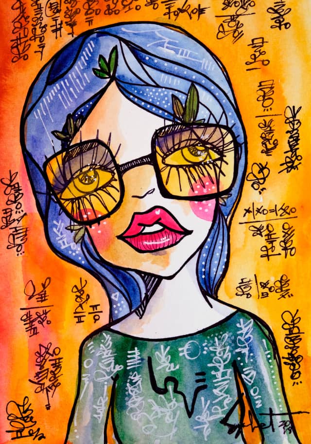 Glaze 2018 Sabet 13" x 19" Mixed Media Original