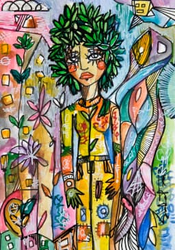Herenow 2026 Sabet 13" x 19" Mixed Media Original