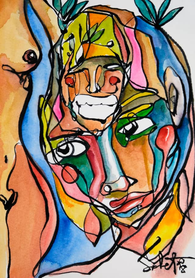 Genes 2026 Sabet 13" x 19" Mixed Media Original
