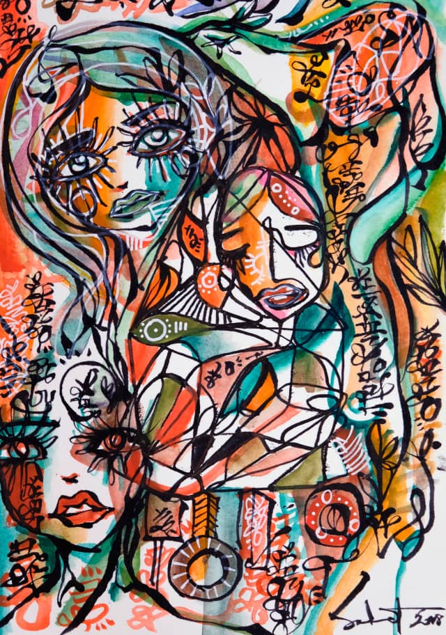 Lovespot 2026 Sabet 13" x 19" Mixed Media Original