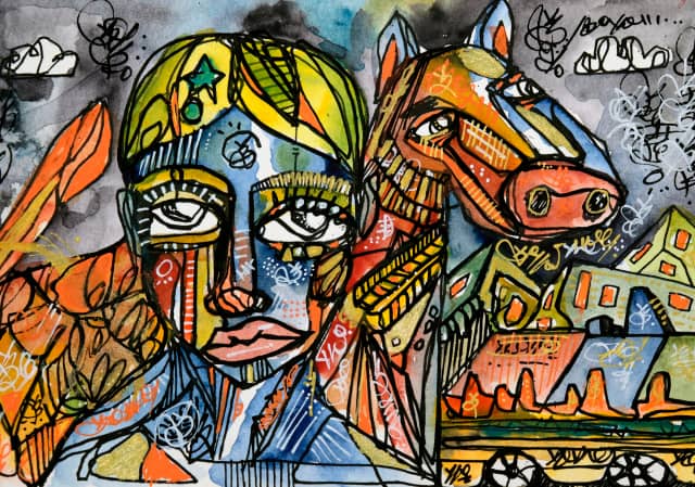 Glory 2026 Sabet 13" x 19" Mixed Media Original