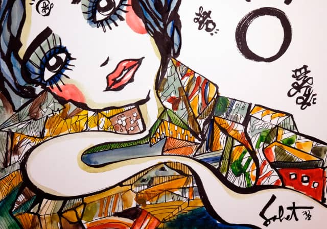 Heart path 2026 Sabet 13" x 19" Mixed Media Original