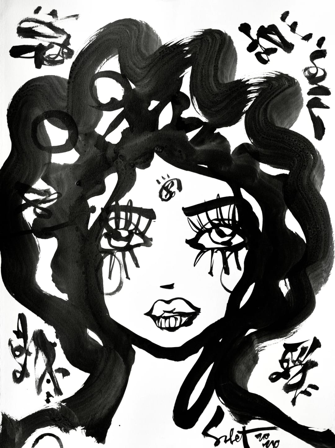 Pinky | Ink + Flow | Icons 2026 Sabet 22" x 30" Original Ink on Archival Paper