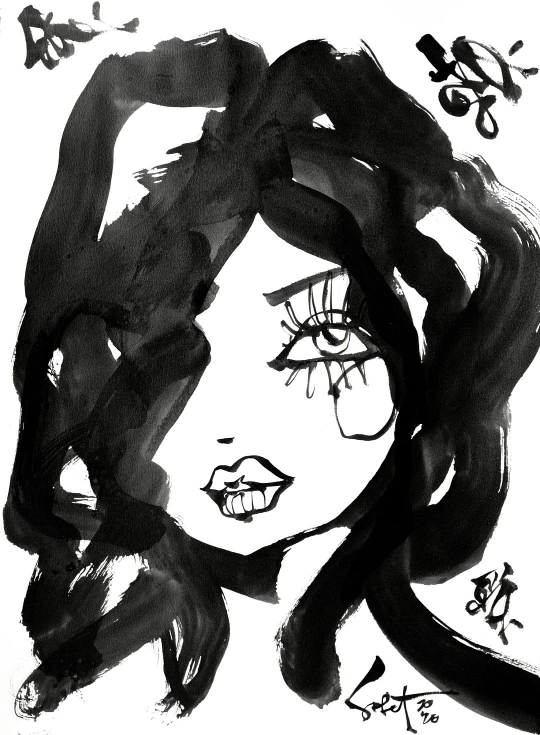 Bluelove | Ink + Flow | Icons 2026 Sabet 22" x 30" Original Ink on Archival Paper